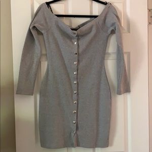 Off shoulder grey bodycon dress